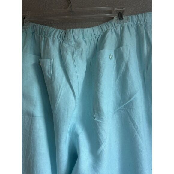 100% Linen Pants Pockets 18W Fits XL Lagenlook Beach Aqua Chadwicks Wide Leg 36 - Picture 4 of 5